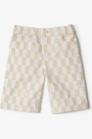 Burberry Denim-Shorts mit Schachbrettmuster und EKD-Motiv, Size: 6Y