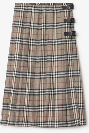 Burberry Midi-Kilt aus Wolle in Check, Size: 16