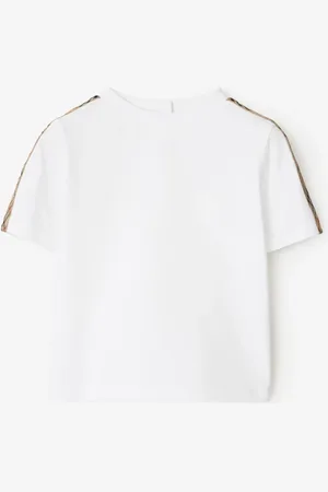 Burberry Baumwoll-T-Shirt mit Check-Besatz, Size: 6M