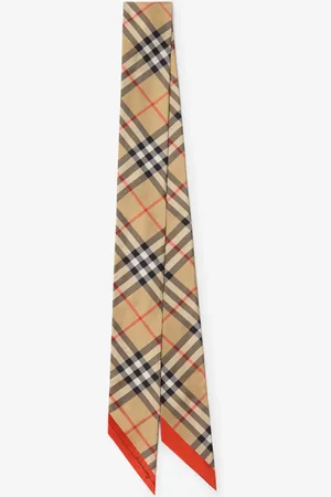 Burberry Schmaler Seidenschal in kontrastierendem Check