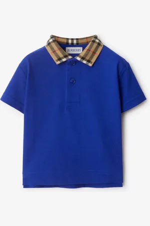 Burberry Baumwoll-Poloshirt mit Check-Kragen, Size: 6M