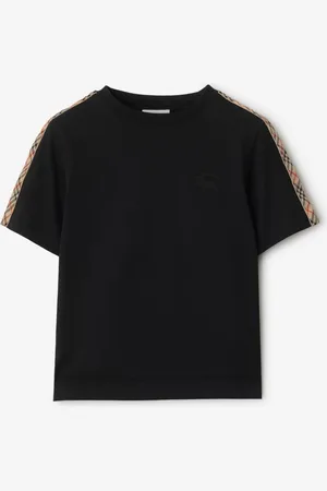 Burberry Baumwoll-T-Shirt mit Check-Besatz, Size: 12Y