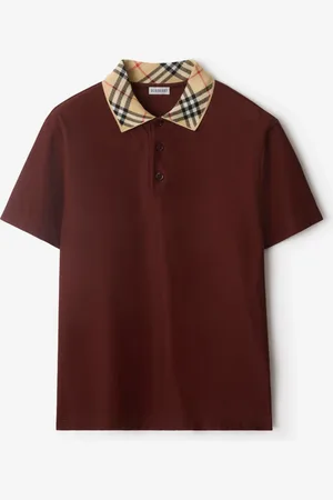 Burberry Baumwoll-Poloshirt mit Check-Kragen, Size: XL