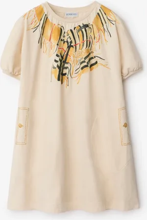 Burberry Baumwollkleid mit Schal-Print, Size: 3Y