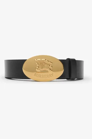 Burberry Schmaler wendbarer Ledergürtel mit Oval Knight Stamp