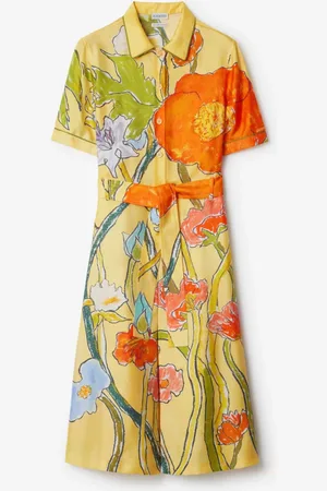 Burberry Seidenhemdkleid mit Highgrove-Blumenmotiv, Size: 08