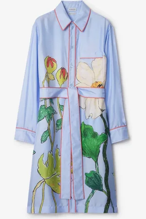 Burberry Seidenhemdkleid mit Highgrove-Bienenmotiv, Size: 06