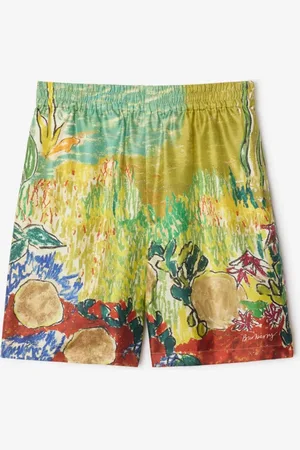 Burberry Seidenshorts mit Highgrove-Brunnenmotiv, Size: L