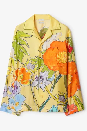 Burberry Seiden-Pyjamaoberteil mit Highgrove-Blumenmotiv, Size: 10