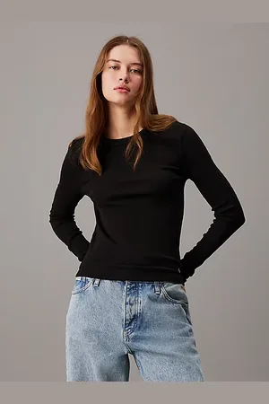 Calvin Klein Schmales langärmliges Top mit Rippen