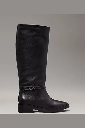 Calvin Klein Kniehohe Stiefel aus Leder mit Absatz