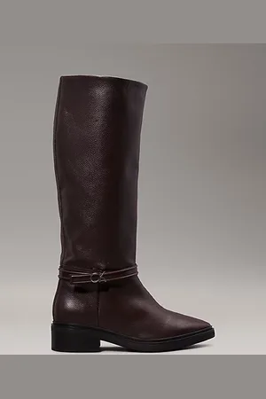 Calvin Klein Kniehohe Stiefel aus Leder mit Absatz
