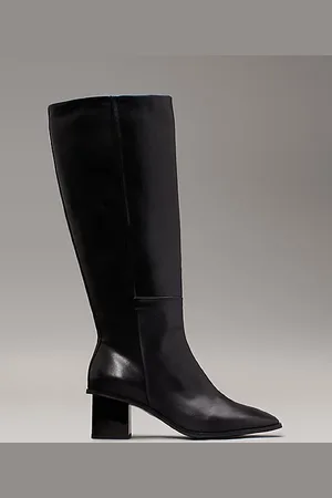 Calvin Klein Kniehohe Stiefel aus Leder mit quadratischem Zehenbereich