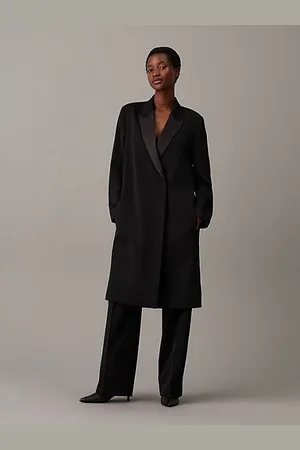 Calvin Klein Smoking-Mantel aus lässigem Woll-Twill