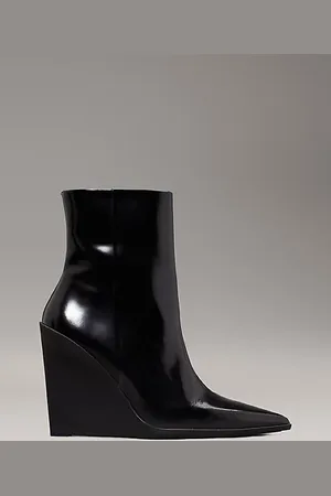 Calvin Klein Ankle Boots aus Leder mit Keilabsatz