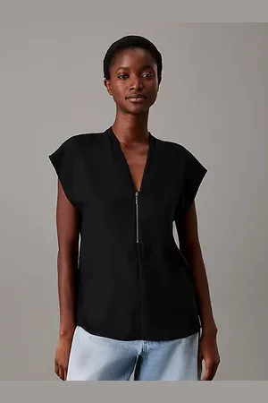Calvin Klein Bluse mit Reißverschluss aus Georgette