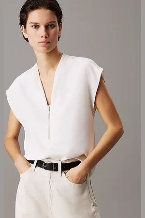 Calvin Klein Bluse mit Reißverschluss aus Georgette