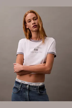 Calvin Klein Cropped Logo-Ringer-T-Shirt