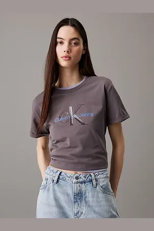 Calvin Klein Glänzendes Cropped Logo-T-Shirt