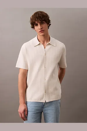 Calvin Klein Jacquard-Mesh-Shirt mit kurzen Ärmeln