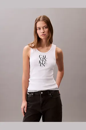 Calvin Klein Geripptes Tanktop mit Logo-Grafik