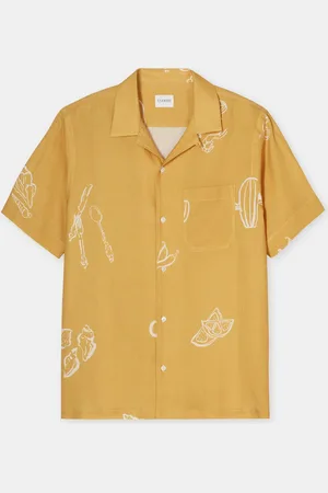 Closed Herren Hemd mit Print aus Leinen