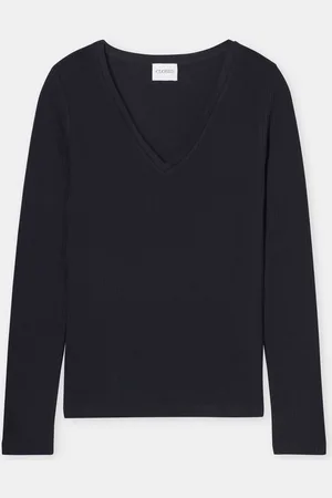 Closed Damen Langarmshirt mit V-Ausschnitt