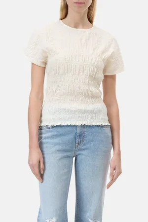 Closed Damen Top in Crinkle-Optik