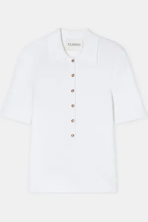 Closed Damen Poloshirt aus Baumwoll-Kaschmir-Mix
