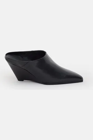 Closed Damen Wedge Mules aus Leder