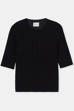 Closed Damen Kurzarmshirt aus Woll-Seiden-Mix