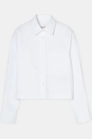 Closed Damen Kurze Bluse aus Baumwoll-Popeline