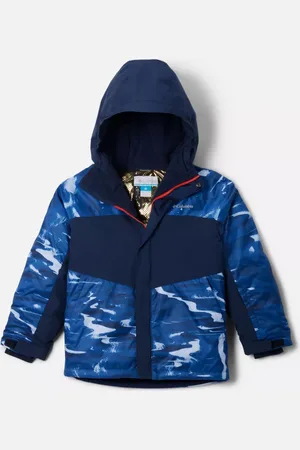 Columbia Mighty Mogul III wasserdichte Skijacke mit Print für Jungen - Mountain Blue Windblown Blau Größe XS (6-7 jahre)