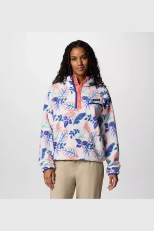 Columbia Helvetia II gecropptes Sherpa Half Snap Fleece mit Print für Frauen - Größe XL