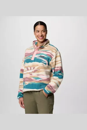 Columbia Helvetia II gecropptes Sherpa Half Snap Fleece mit Print für Frauen - Größe M