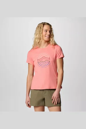 Columbia Sloan Ridge Technical Graphic T-Shirt für Frauen - Alpenglow Find Your Trail Größe M
