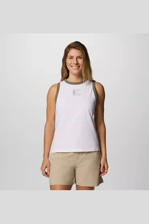 Columbia Rolling Bend Ringer Tank-Top mit Grafik für Frauen - Weiß Treehugger Größe S