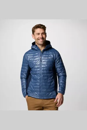 Columbia Powder Pass Hybrid Puffer-Jacke mit Kapuze für Männer - Dark Mountain Blau Größe M