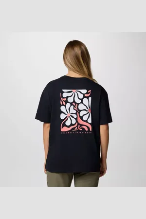Columbia Rolling Bend Oversized T-Shirt mit Grafik für Frauen - Schwarz Floral Fun Größe M