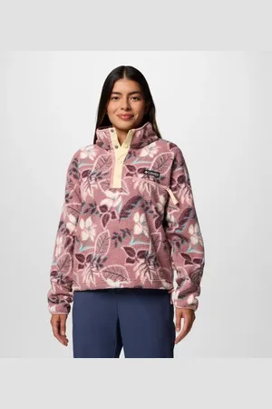 Columbia Helvetia II gecropptes Sherpa Half Snap Fleece mit Print für Frauen - Größe XL