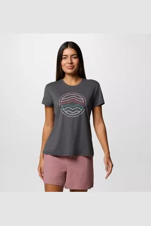 Columbia Sloan Ridge Technical Graphic T-Shirt für Frauen - Schwarz Find Your Trail Größe XS
