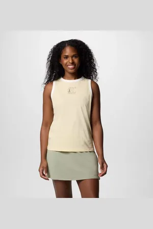 Columbia Rolling Bend Ringer Tank-Top mit Grafik für Frauen - Lemon Wash Treehugger Größe M
