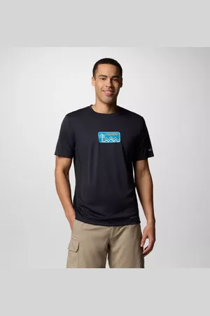 Columbia Zero Rules leichtes technisches T-Shirt mit Grafik für Männer - Schwarz Actively Cooled Größe M