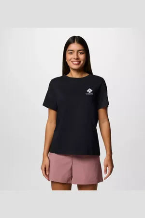 Columbia Rolling Bend T-Shirt mit Grafik für Frauen - Schwarz Stacked Gem Größe XL