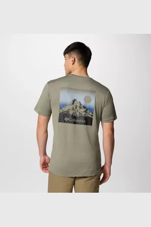 Columbia Kwick Hike Technical Graphic T-Shirt für Männer - Stone Green Linear View Multi Größe XL