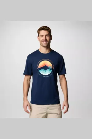 Columbia Path Lake II Graphic T-Shirt für Männer - Blau Circular Linescape Größe M