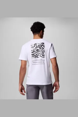 Columbia Barton Springs Graphic T-Shirt für Männer - Weiß Ripple Blue Größe L