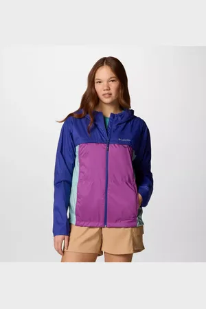 Columbia Crested Canyon Windbreaker mit Kapuze für Frauen - Razzle Spray Blau Größe S