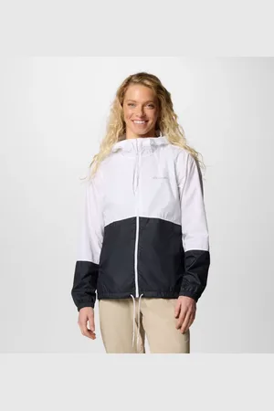 Columbia Flash Forward II Windbreaker mit Kapuze für Frauen - Weiß Schwarz Größe XL