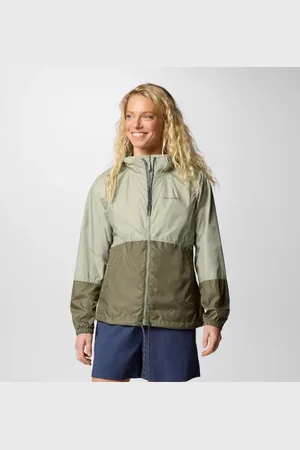 Columbia Flash Forward II Windbreaker mit Kapuze für Frauen - Safari Stone Green Größe XS